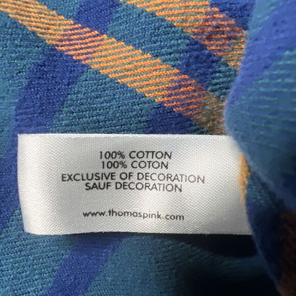 Thomas Pink Casual Flannel Button Up Shirt Men's Size Large Blue Green London - Picture 6 of 8